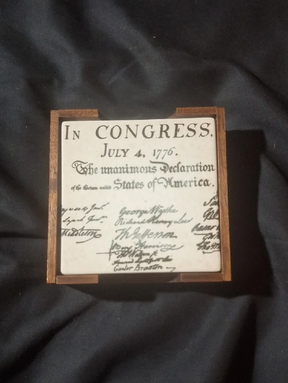 Classic Americana Marble Coaster Set - Beige Script